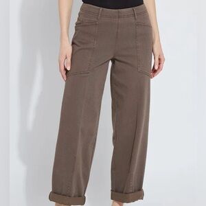 NWT Lysse New York Penelope Curved Cuff Denim Antique Wash Subtle Green Large